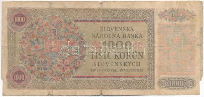 Szlovákia 1940. 1000K T:VG,G Slovakia 1940. 1000 Korun C:VG,G Krause P#13
