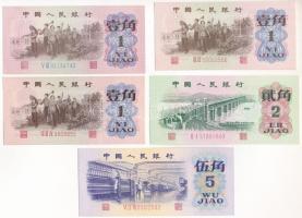 Kína 1962-1972. 1j-5j (5xklf) T:UNC,AU China 1962-1972. 1 Jiao - 5 Jiao (5xdiff) C:UNC,AU