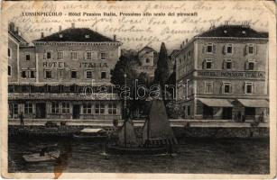 1927 Mali Losinj, Lussinpiccolo; Hotel Pension Italia. Prossimo allo scalo dei piroscafi / hotel (EB)