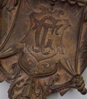 Antik monogramos birodalmi sas figurás vas hamuzó, 15x10,5 cm