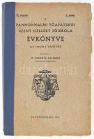 A Pannonhalmi Főapátsági Szent Gellért Főiskola évkönyve az 1942/43-I tanévre. Közzéteszi Dr. Kocsis Lénárd. Pannonhalma, 1943., (Stephaneum-ny.), 477+3 p. Javított gerincű kiadói papírkötésben, sérült borítóval, szétvált kötéssel.