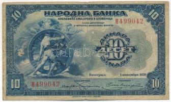 Jugoszlávia / Szerb-Horvát-Szlovén Királyság 1920. 10D T:F Yugoslavia / Kingdom of Serbs, Croats and Slovenian 1920. 10 Dinara C:F Krause P#21