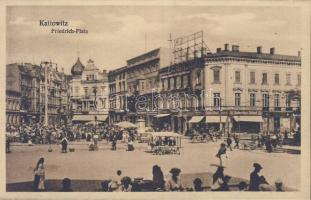 Katowice market square with textile shop, the department store of Carl Schwerin and the shop of R. Wagner