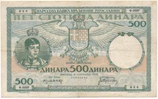 Jugoszlávia 1935. 500D T:F Yugoslavia 1935. 500 Dinara C:F Krause P#32