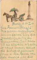 1921 Firenze, Florence; Colonna della Giustizia or di Santa Trinita / Column of Justice - hand-drawn (EK)