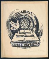 M. Makkai Piroska (1910-1998): Ex libris Keresztury Dezső. Fametszet, fedőfehér, papír, jelzett, 11×9 cm