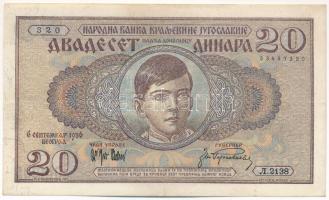 Jugoszlávia 1936. 20D T:F szép papír Yugoslavia 1936. 20 Dinara C:F fine paper Krause P#30