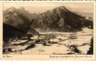 1940 Kranjska Gora, v ozadju Mojstrovka, Jalovec in Ponca / general view in winter. Foto Kunc (EK)