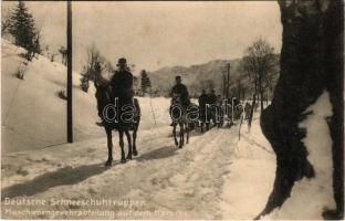 1916 Deutsche Schneeschuhtruppen, Maschinengewehrabteilung auf dem Marsche / Német hótalpas csapatok, géppuskás hadosztály menet közben / WWI German military (fl)