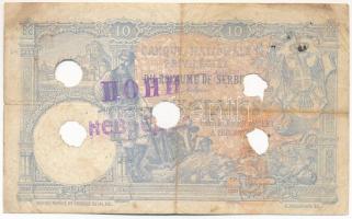 Szerbia 1893. 10D lyukasztással érvénytelenítve, rajta "ANNULE" bélyegzés T:F-VG folt
Ser...
