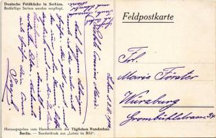 1916 Deutsche Feldküche in Serbien, Bedürftige Serben werden verpflegt / Német utazó tábori mozgó ko...