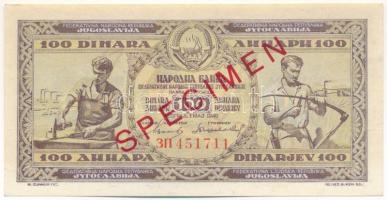 Jugoszlávia 1946. 100D piros "MINTA" felülbélyegzéssel T:AU
Yugoslavia 1946. 100 Dinara w...