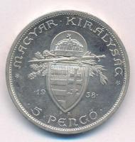 1938. 5P Ag "Szent István" T:AU.patina 
Adamo P8.1