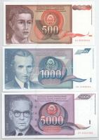 Jugoszlávia 1991. 500D + 1000D + 5000D T:UNC Yugoslavia 1991. 500 Dinara + 1000 Dinara + 5000 Dinara C:UNC