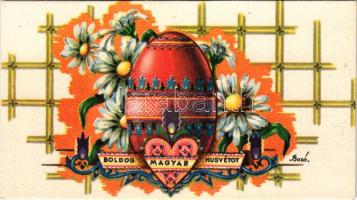 Boldog Magyar Húsvétot! / Hungarian irredenta Easter greeting art s: Bozó (non PC) (11,8 cm x 6,7 cm)