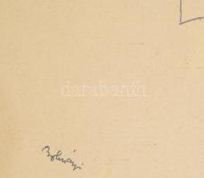 Bolmányi Ferenc (1904-1990): Alak (tanulmány), 1962. Golyóstoll, papír, jelzett, hátoldalán hagyaték...