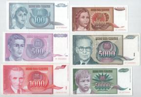 Jugoszlávia 1992. 100D - 50.000D (6xklf) T:UNC-F Yugoslavia 1992. 100 Dinara - 50.000 Dinara (6xdiff) C:UNC-F