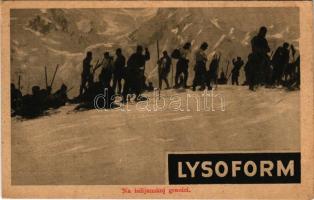 Na talijanskoj granici / WWI Austro-Hungarian K.u.K. military, soldiers on the Italian border. Lysoform disinfectant advertisement (EK)