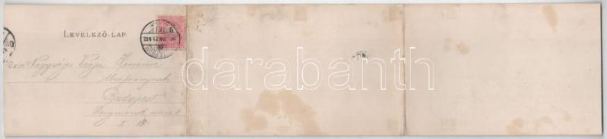 ~1900 Esztergom, Mária Valéria híd, 3-részes kihajtható panorámalap. Wallfisch S. kiadása (fl)