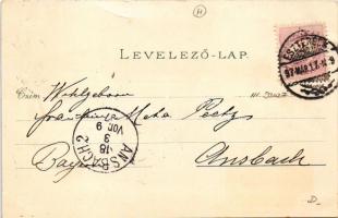 1897 (Vorläufer) Esztergom, vasúti híd, Bazilika. Ottmar Zieher Art Nouveau, floral, litho (fa)