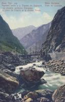 Caucasus mountains military road with Terek River