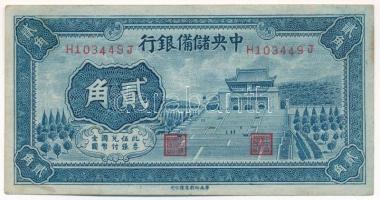 Kína / Japán megszállás 1940. 20c "Central Reserve Bank" T:F China / Japanese occupation 1940. 20 Cents "Central Reserve Bank" C:F Krause P#J4