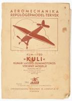 KLM - 1700 &quot;Kuli&quot; Kunár László gumimotoros verseny modelje. Aeromechanika Repülőgépmodel-tervek 9. Bp., Aeromechanika, 62x94 cm. Kiadói papírmappa, szakadt, foltos mappával.