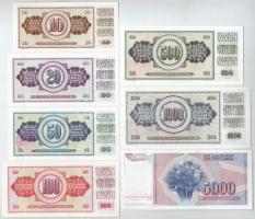 Jugoszlávia 1965-1985. 10D - 5000D (7xklf) mind "Belgrád-Lubljana" vasúti(?) vagy kiállítá...