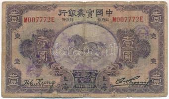 Kína 1931. 1Y "National Industrial Bank of China" körbélyegzővel T:VG
China 1931. 1 Yuan ...
