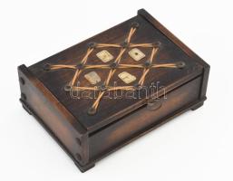 Kártya dominó készlet. 2x52 db fa dobozban, 12x17 cm