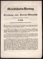 1839 Gesellschafts-Vertrag zur Errichtung einer Getreide-Walzmühle nach dem Frauenfelder Systeme in Pesth. / Pest, társasági szerződés hengermalom létesítésére, német nyelven, 8 p.