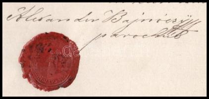 1868 Kunszentmiklós Bajnóczy Sándor plébános által aláírt és viaszpecsétes anyakönyvi kivonat. 