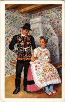 Magyar folklór művészlap / Hungarian folklore art postcard (EB)