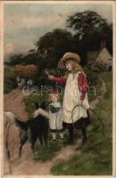 1918 Children with dog. M. Munk Vienne Nr. 799.