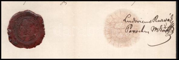 1869 Munkács, anyakönyvi kivonat. Ruzsák Lajos plébános aláírásával