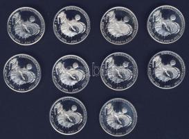 NSZK 1974. "Labdarúgó VB" 10db klf Ag (1000) emlékérem, 10x20g, szettben, díszdobozban T:P...