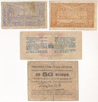 Jugoszlávia 1920. 10p + 1919. 20p + 1919. 50h + DN(1942) 100L vegyes szükségpénz lot T:F-VG
Jugoszl...