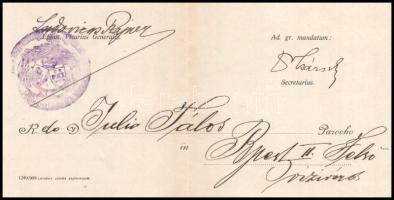 1910 Rajner Lajos (1842-1920) esztergomi segédpüspök autográf aláírása Vaszary Kolos hercegprímás fe...