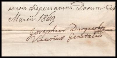 1869 Simor János (1812-1891) hercegprímás, bíboros, esztergomi érsek nevében kiállított, latin nyelv...