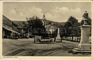 1933 Nagymaros, Nepomuki Szent János szobor, Hősök szobra, Waldvogel cukrászda. Virág István kiadása