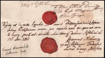 1812 Felső-Ozorai és Kochanóczi Ottlik Dániel (?-1825) Pest vármegye ispánja és követe autográf aláí...