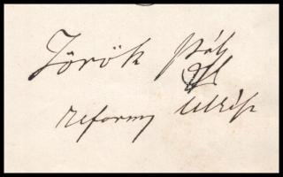 1869 Török Pál (1808-1883) református lelkész, a Dunamelléki református egyházkerület püspöke autogr...