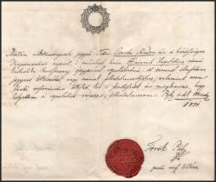 1851 Török Pál (1808-1883) református lelkész, a Dunamelléki református egyházkerület püspöke autogr...