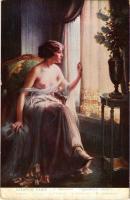 L&#039;Allente / In Erwartung / Awaiting. Erotic nude lady art postcard. Salon de Paris Selectacolor No. 684. s: D. Enjolras