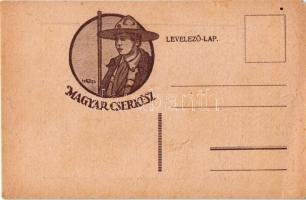 Zászlójelzés. Magyar Cserkész kiadás / Hungarian boy scout art postcard (EM)