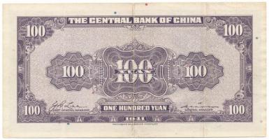 Kína 1941. 100Y "Central Bank of China" sorszám nélkül T:F szép papír
China 1941. 100 Yua...