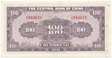 Kína 1941. 100Y "Central Bank of China" sorszámmal T:AU
China 1941. 100 Yuan "Centra...