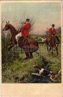 Hunting art postcard with dogs and horses. M. Munk Vienne Nr. 908.