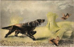 1903 Hunting art postcard with dog