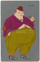 1925 Fatty, fat man humour, textile (kis szakadás / small tear)